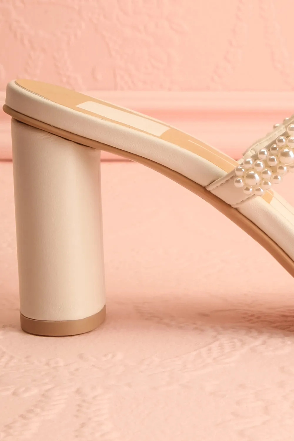Nolah Ivory | White Strappy Sandals with Pearls