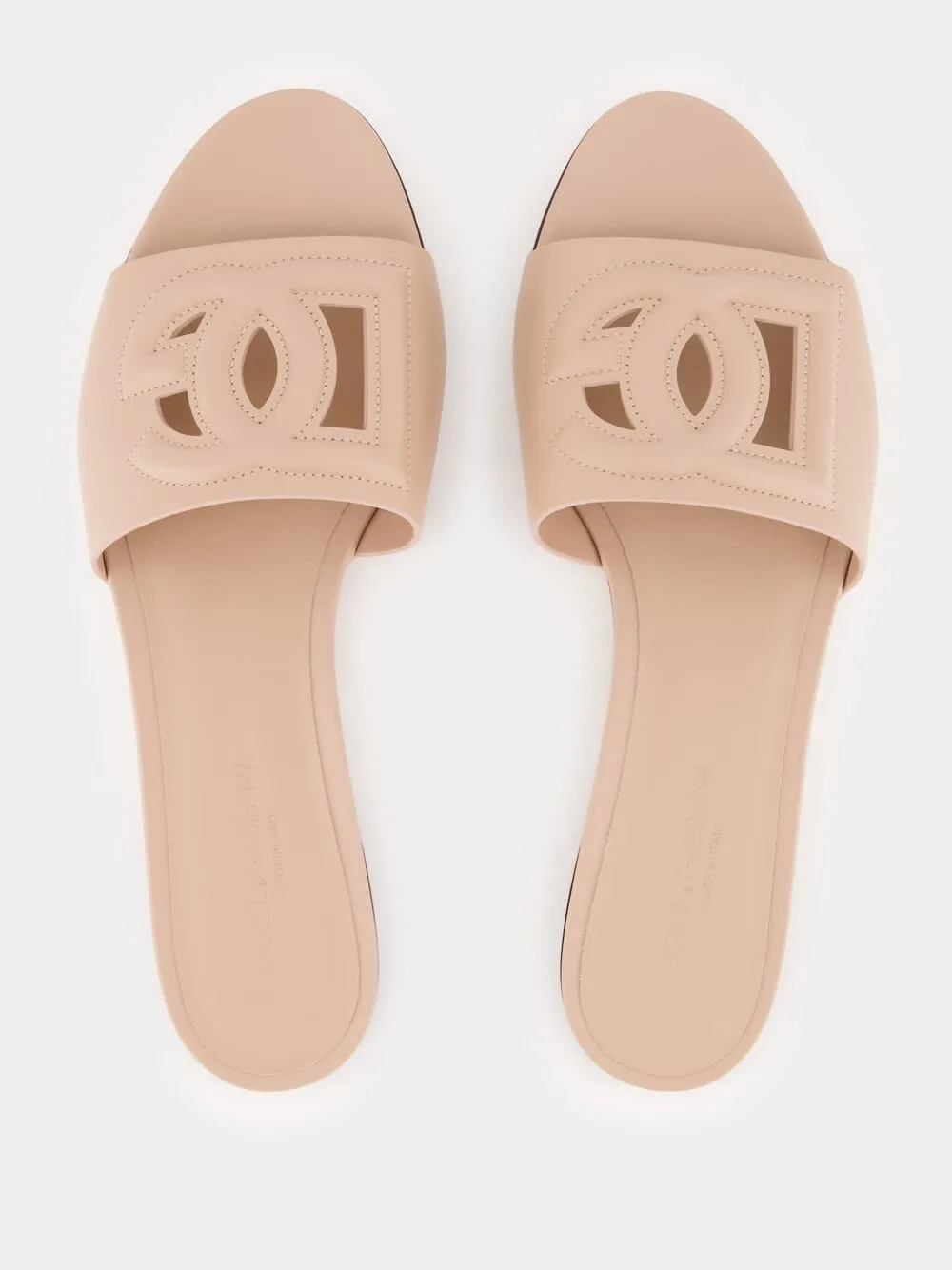 Pale Pink DG Logo Calfskin Flat Slides