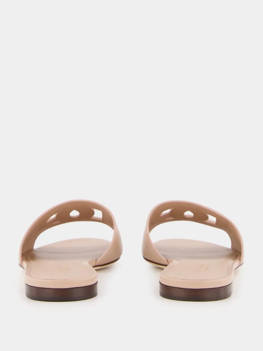 Pale Pink DG Logo Calfskin Flat Slides