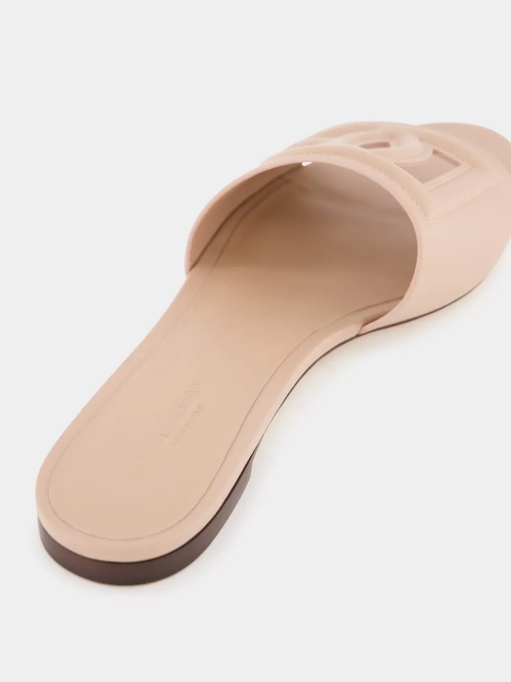 Pale Pink DG Logo Calfskin Flat Slides