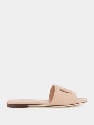 Pale Pink DG Logo Calfskin Flat Slides
