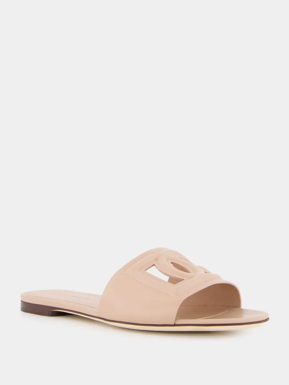 Pale Pink DG Logo Calfskin Flat Slides