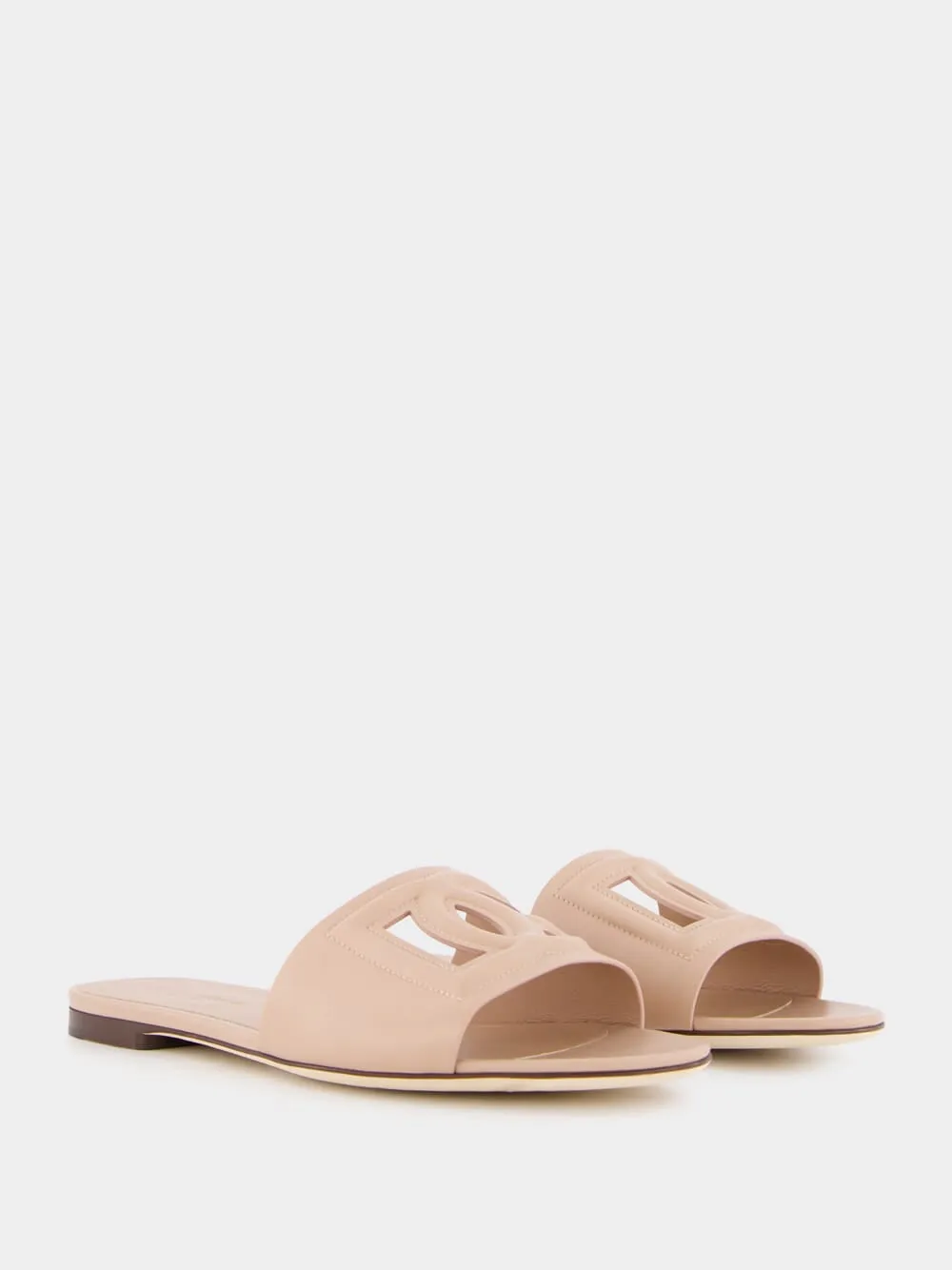 Pale Pink DG Logo Calfskin Flat Slides
