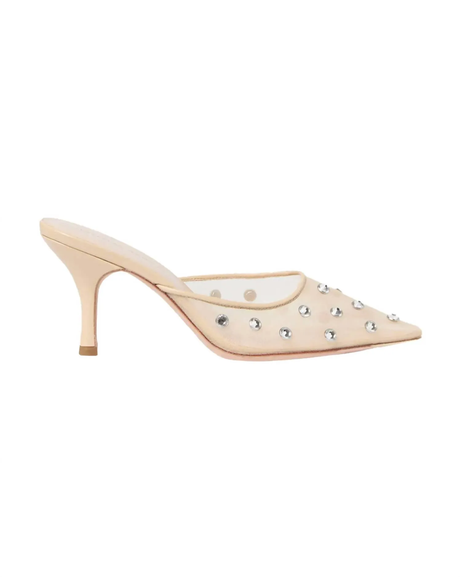 Paloma Mesh Mid-Heel Closed Toe Mule In Cream/clear