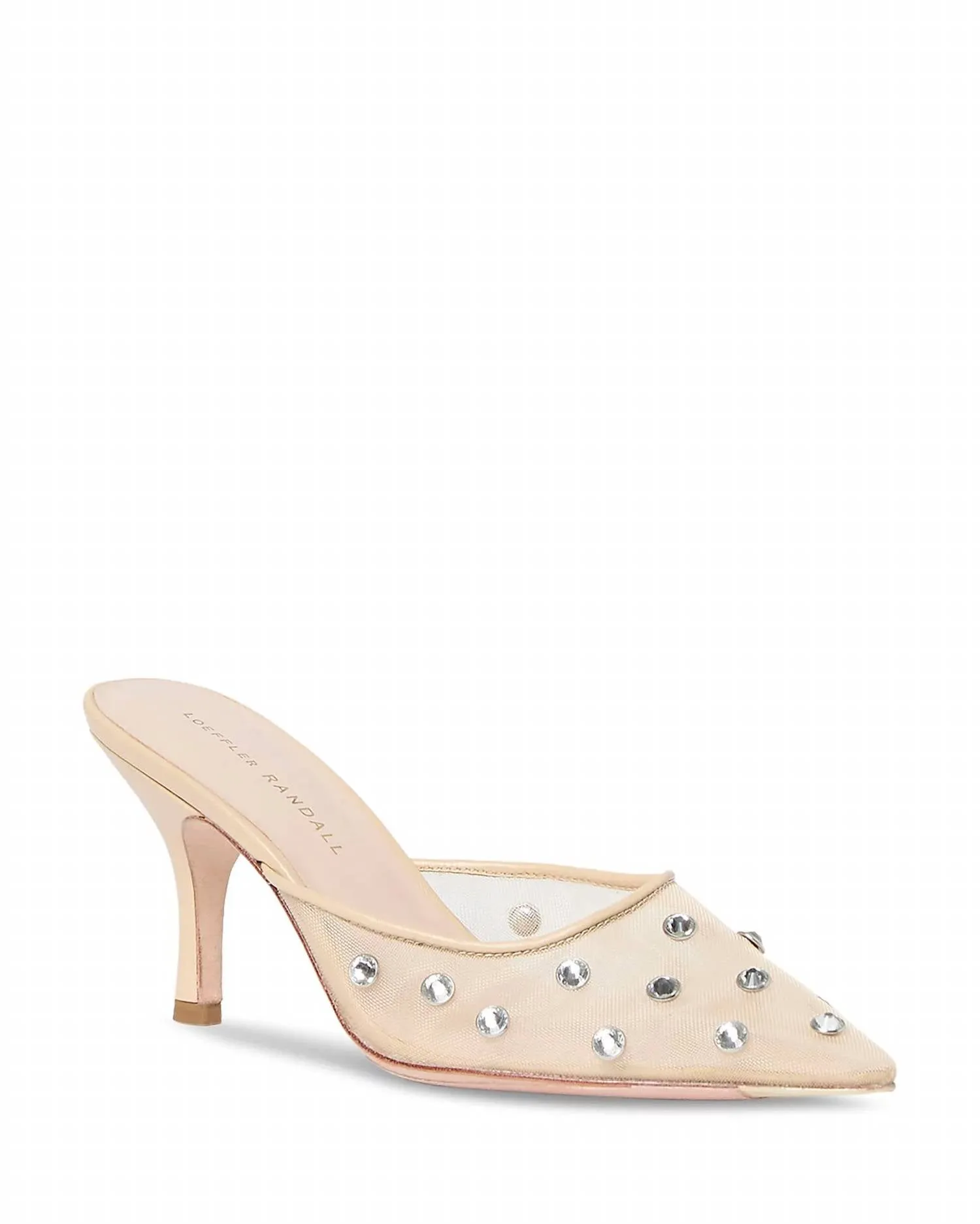 Paloma Mesh Mid-Heel Closed Toe Mule In Cream/clear