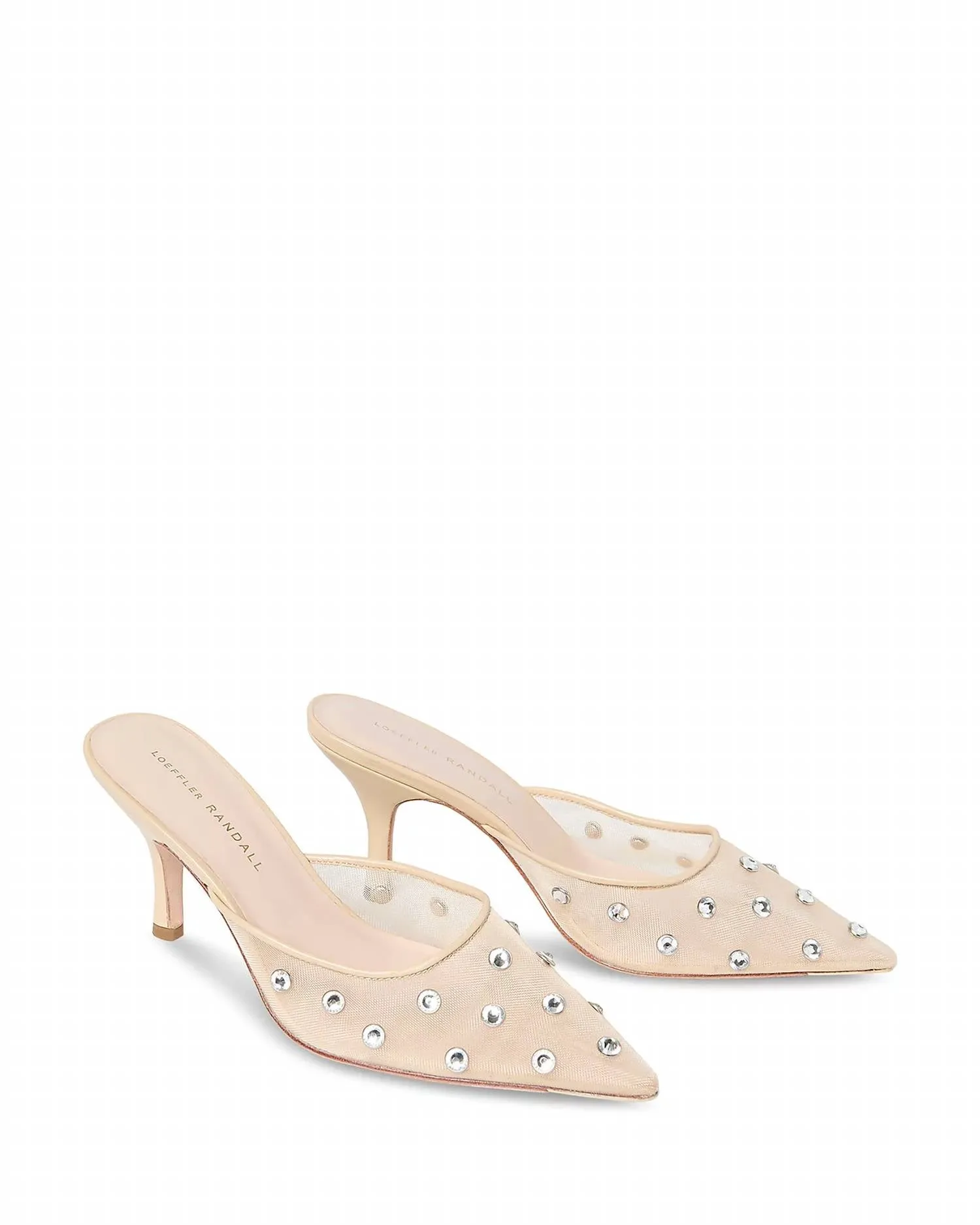Paloma Mesh Mid-Heel Closed Toe Mule In Cream/clear