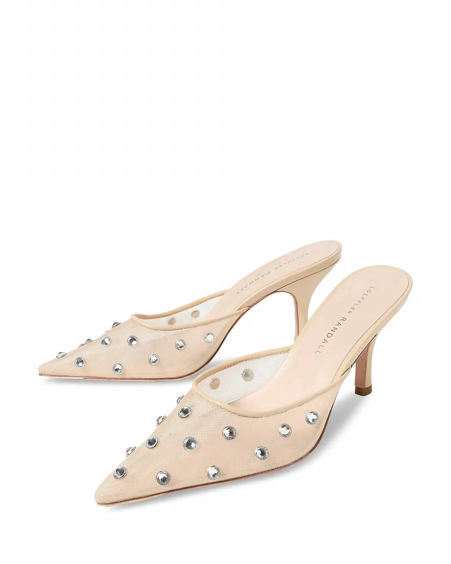 Paloma Mesh Mid-Heel Closed Toe Mule In Cream/clear