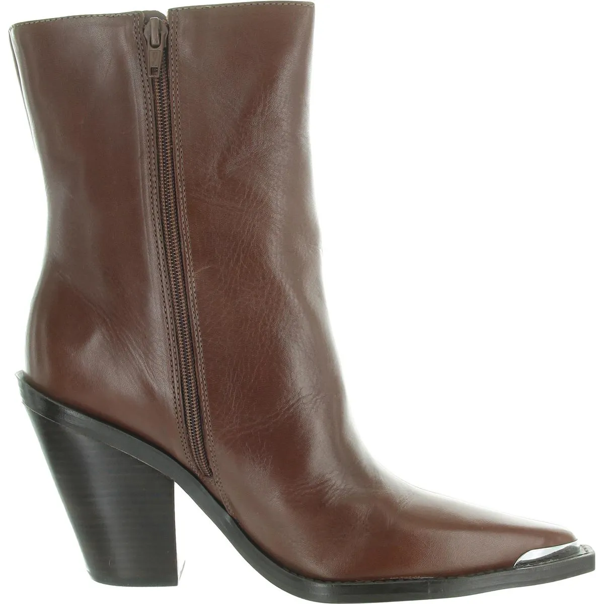 Peyton Womens Zipper Leather Mid-Calf Boots