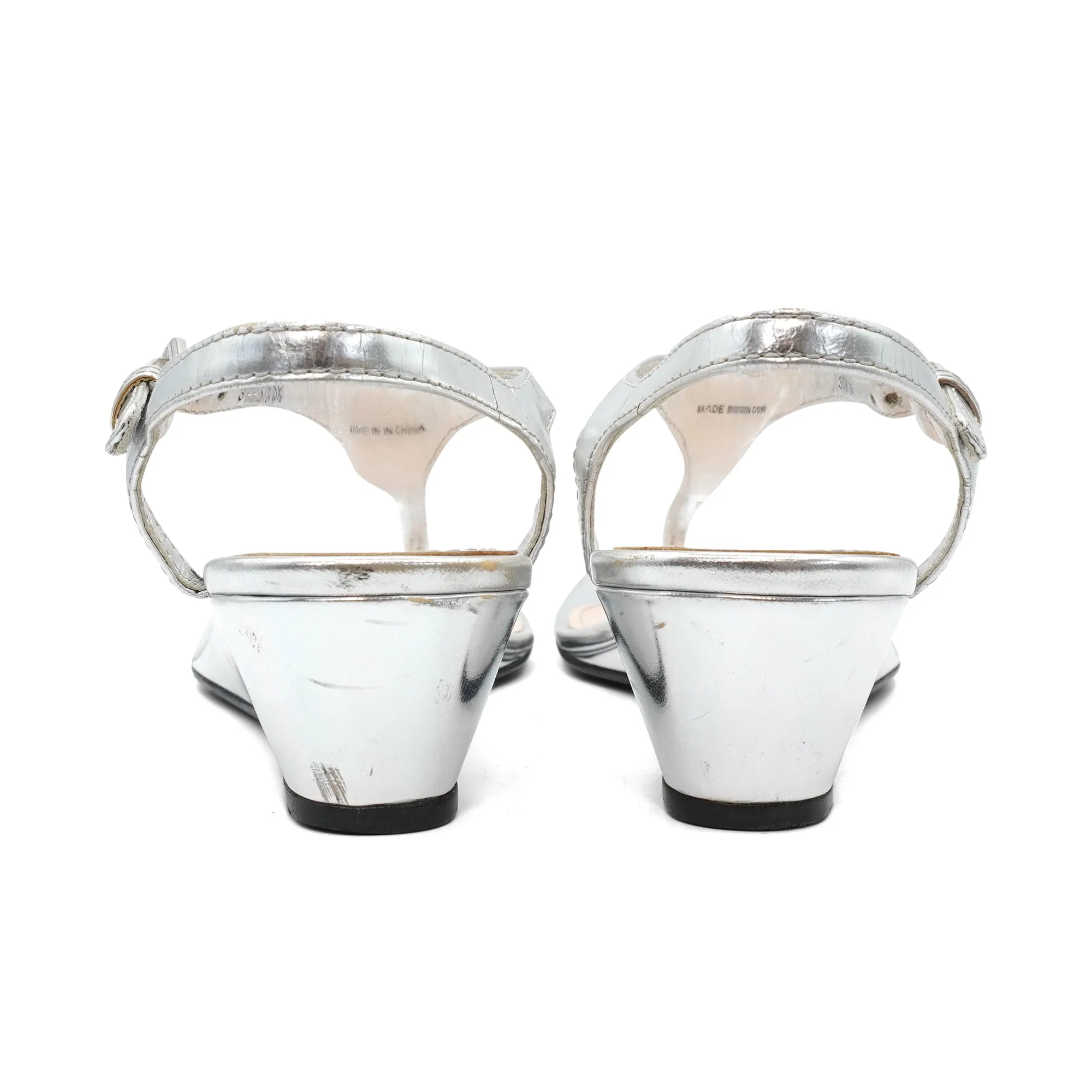 Prada Metallic Wedge Sandals - Women's 35.5