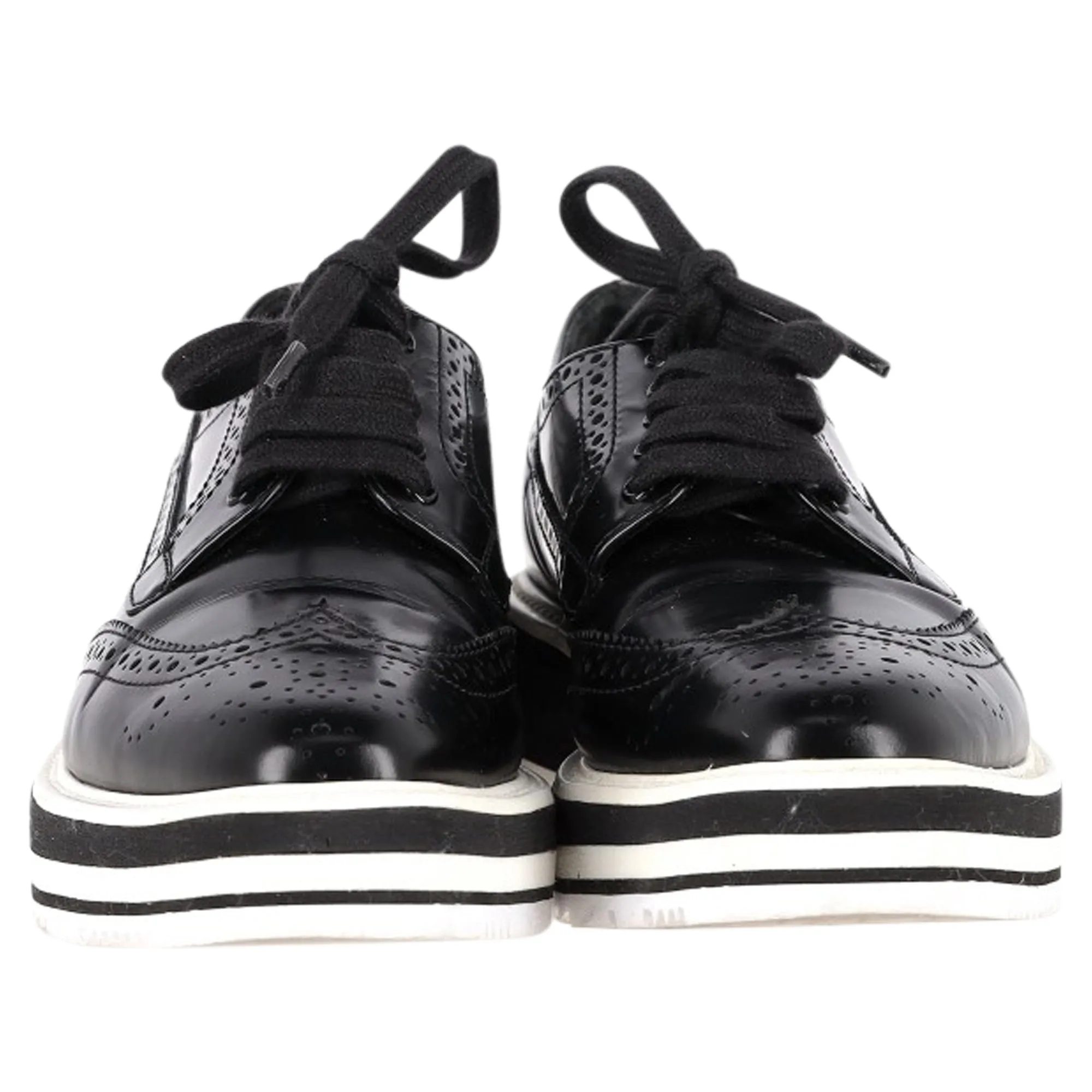 Prada Platform Brogues in Black Leather