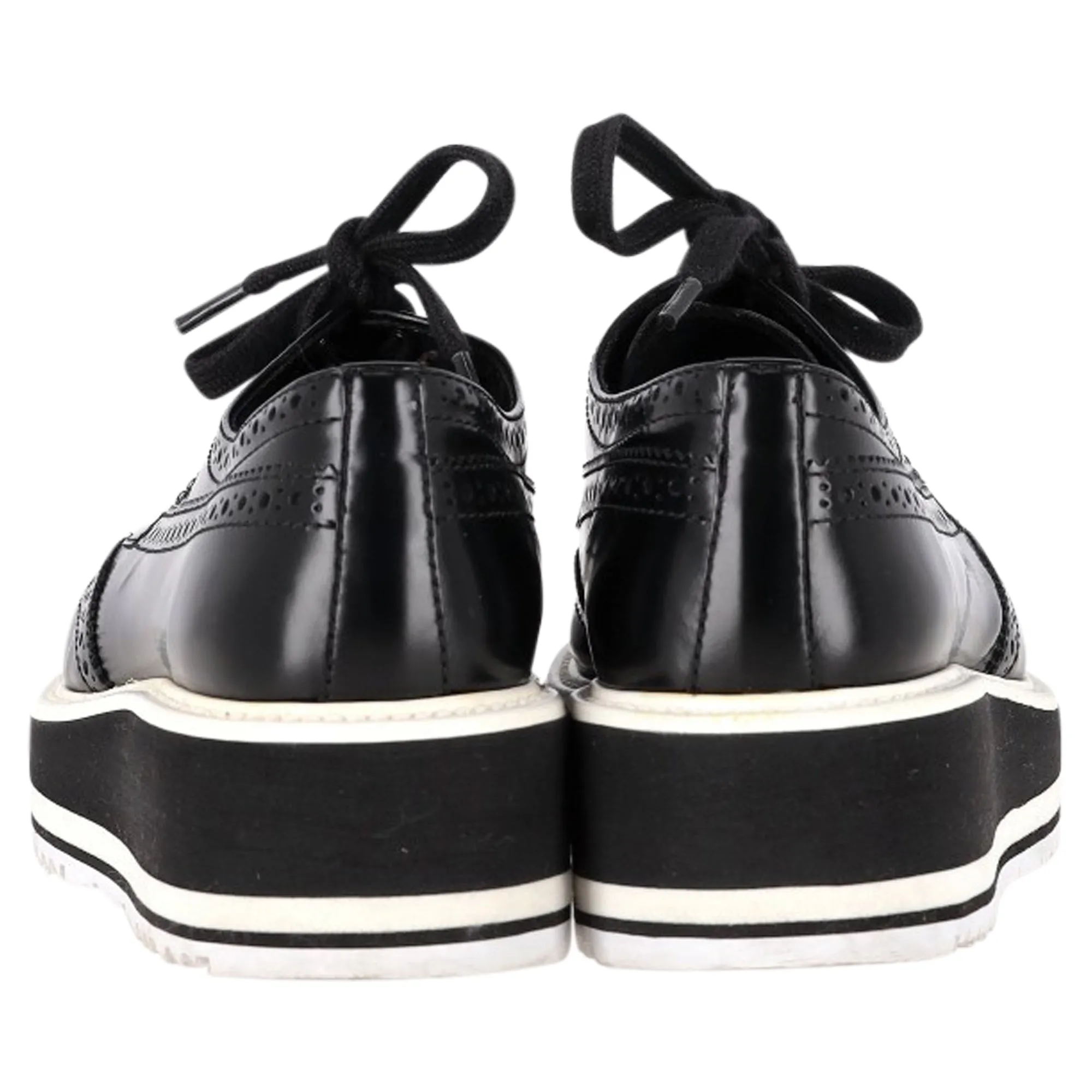 Prada Platform Brogues in Black Leather