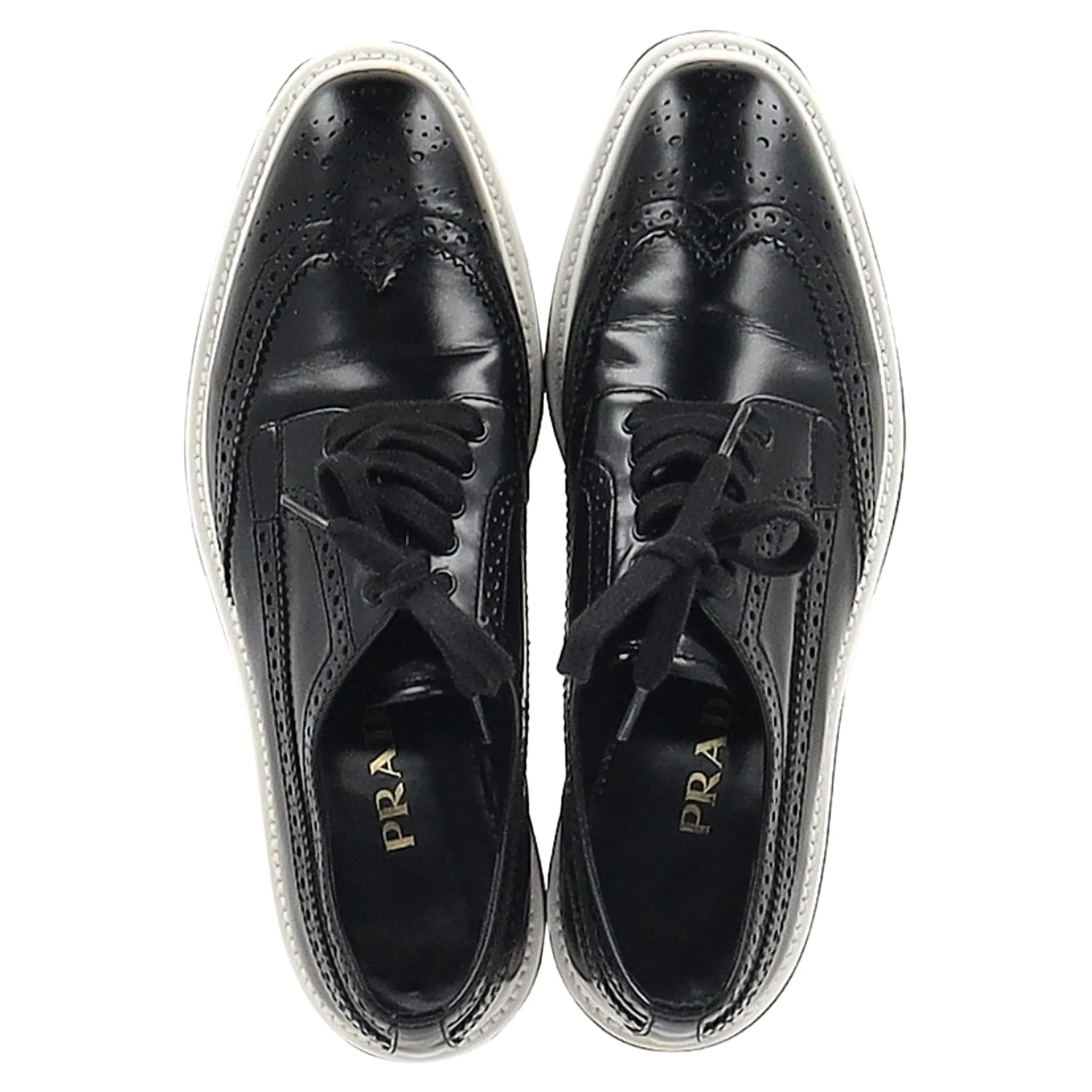 Prada Platform Brogues in Black Leather