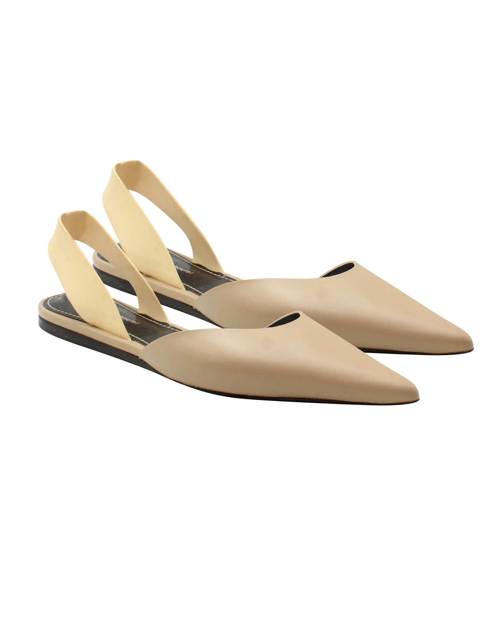 Proenza Schouler Slingback Pointed Flats in Beige Leather