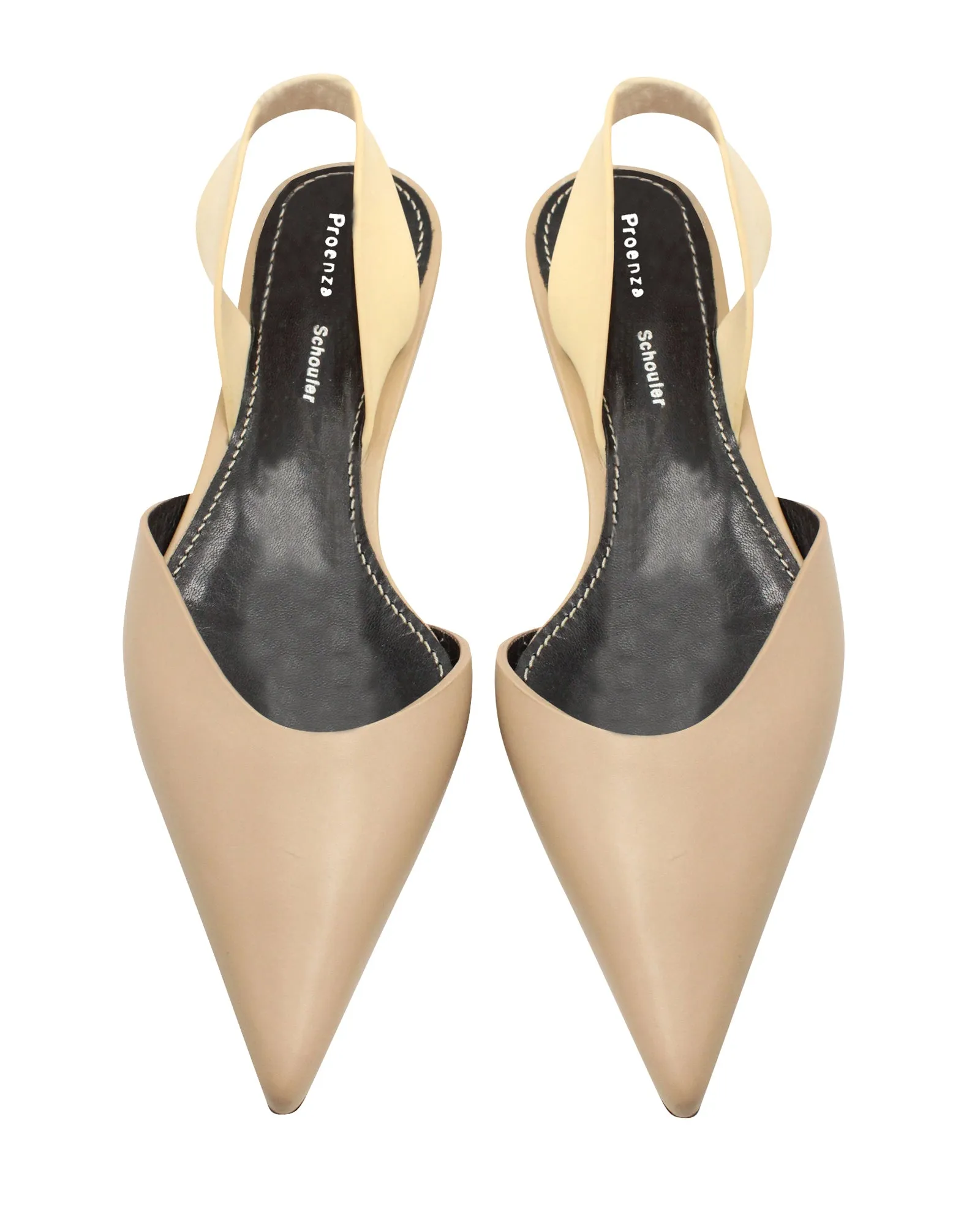 Proenza Schouler Slingback Pointed Flats in Beige Leather