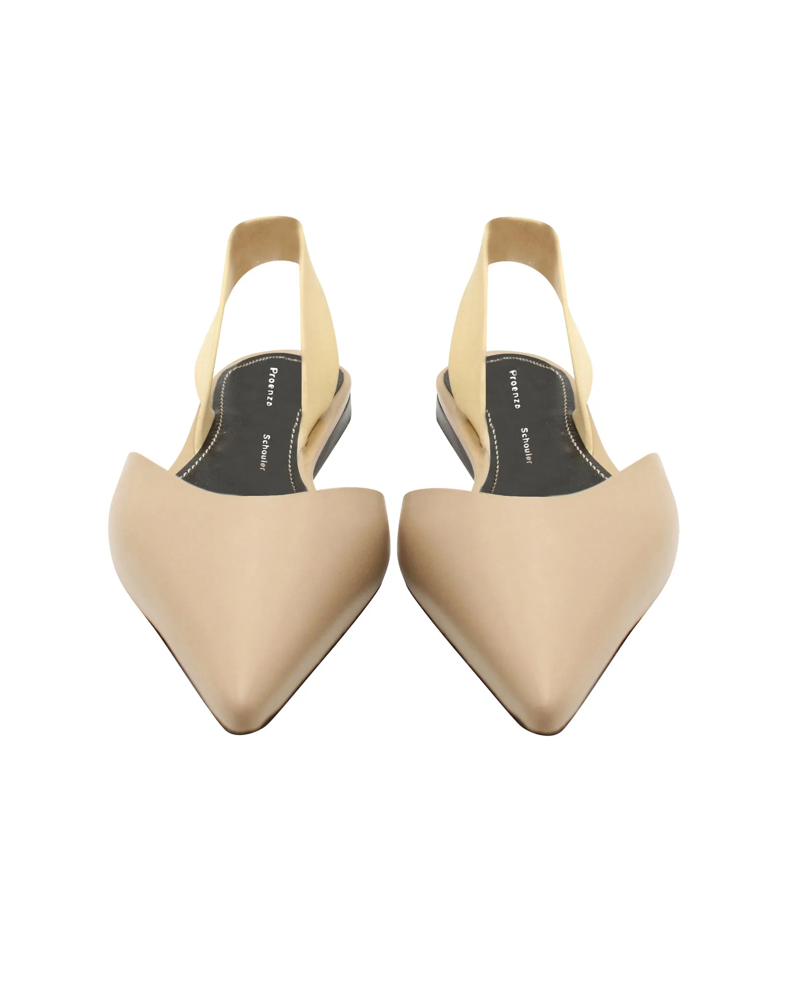 Proenza Schouler Slingback Pointed Flats in Beige Leather