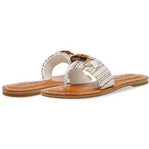 Rebecka Womens Faux Trim Thong Slide Sandals
