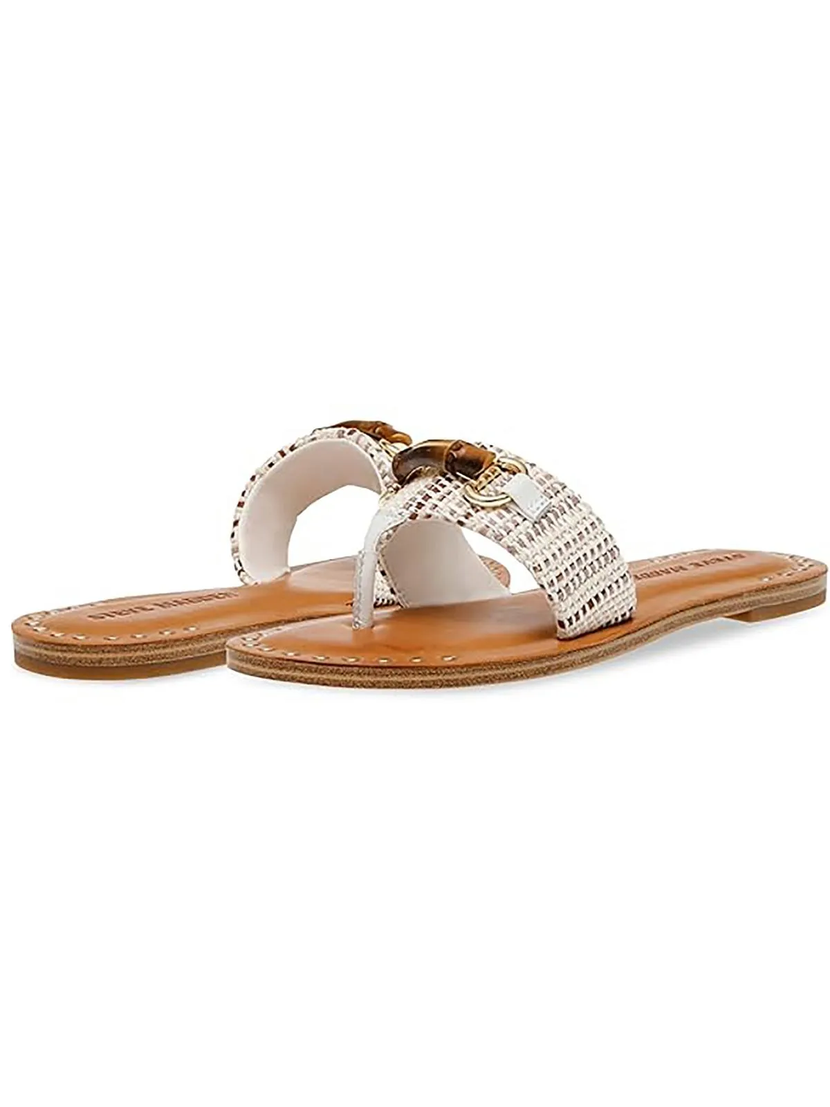 Rebecka Womens Faux Trim Thong Slide Sandals