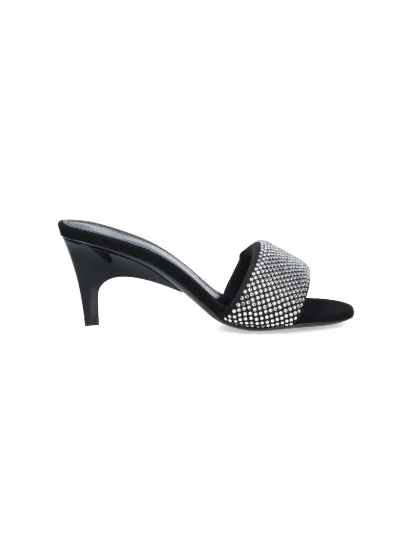 Rem Crystal Sandals In Black Fabric