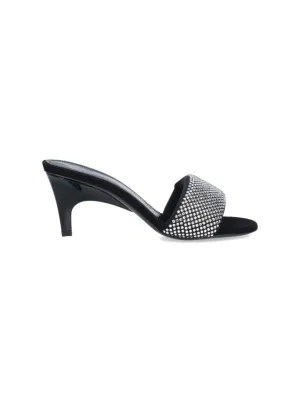 Rem Crystal Sandals In Black Fabric