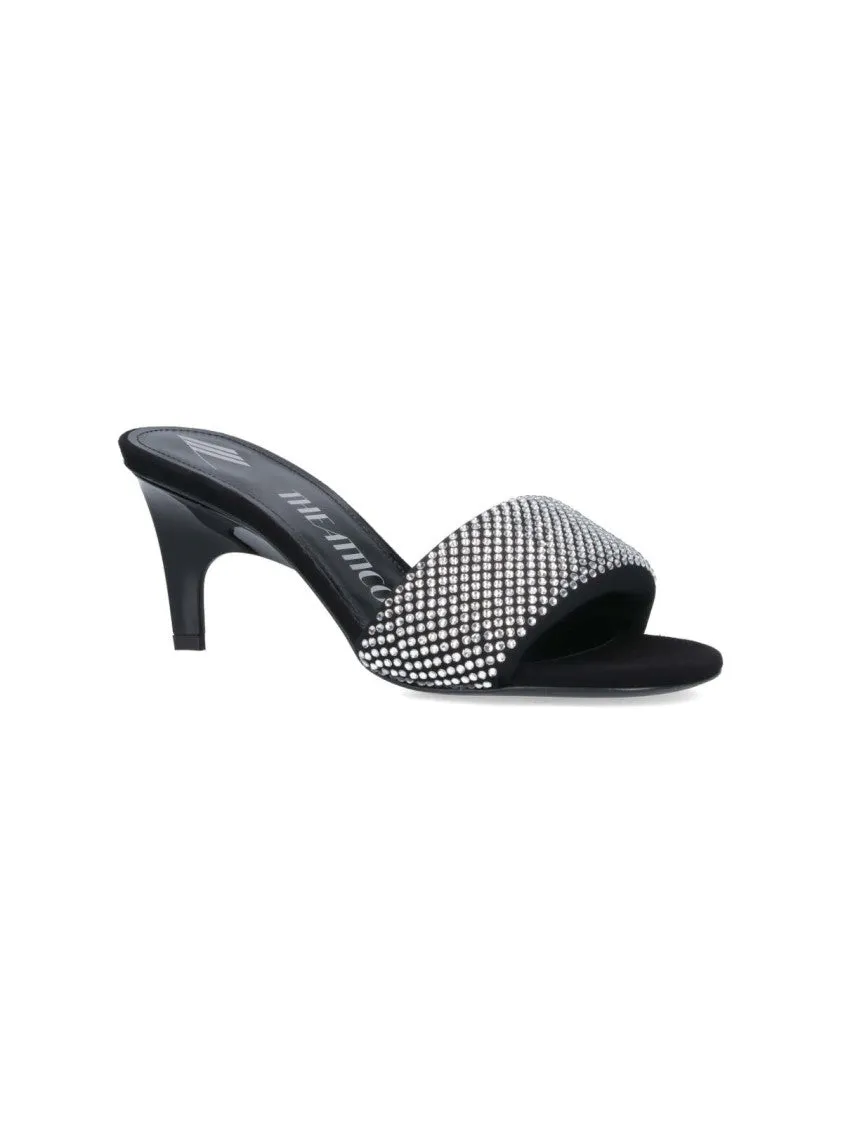 Rem Crystal Sandals In Black Fabric