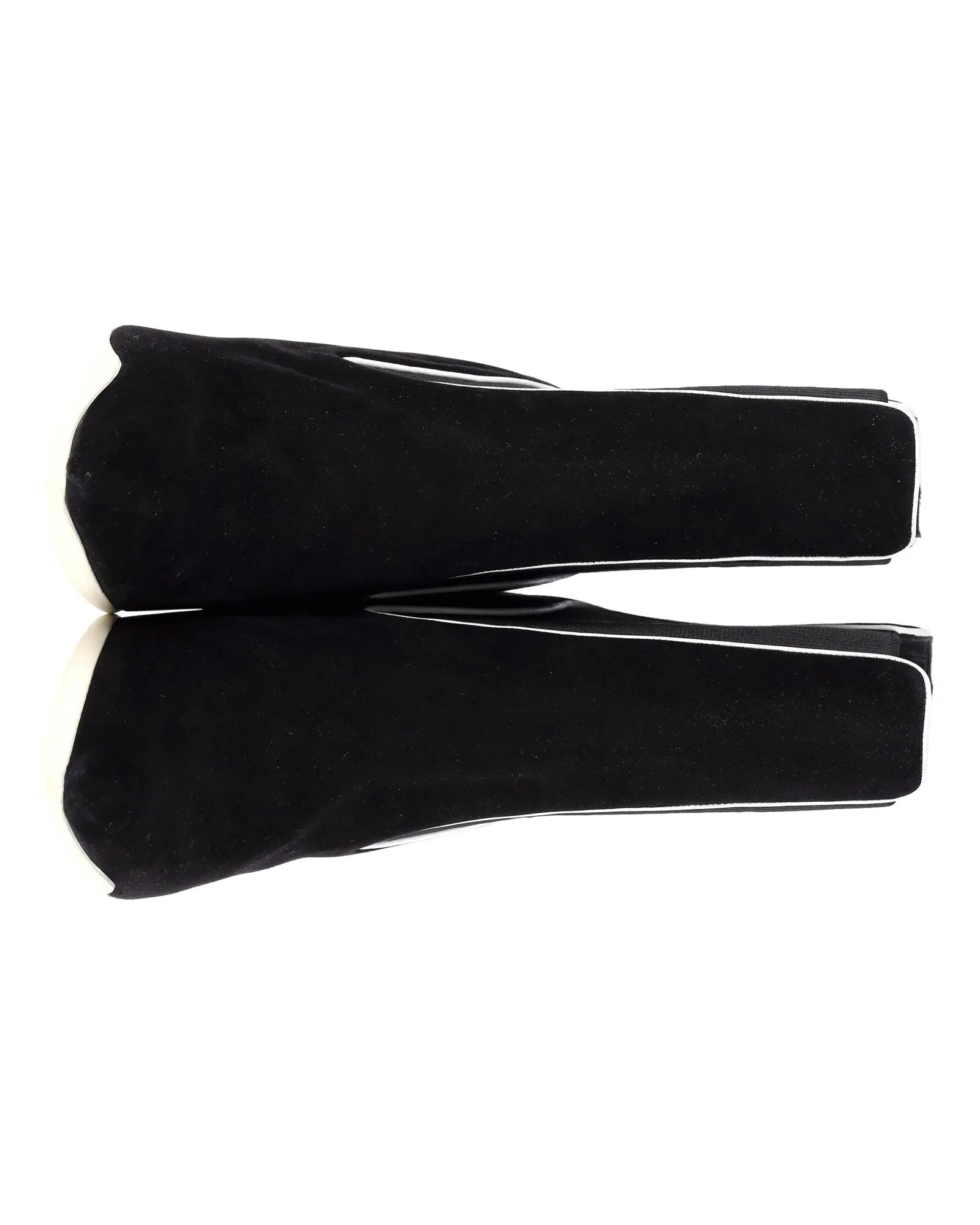 Ren Caovilla Ribbed Side Ankle Boots In Black Suede