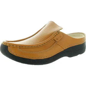 Roll Slide Womens Pebbled Leather Mules
