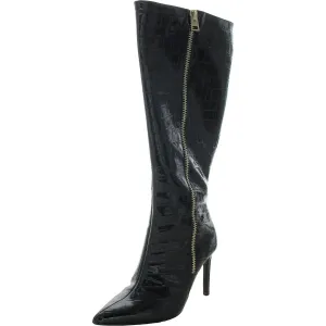 Sabrinaa Womens Wide Calf Patent Knee-High Boots