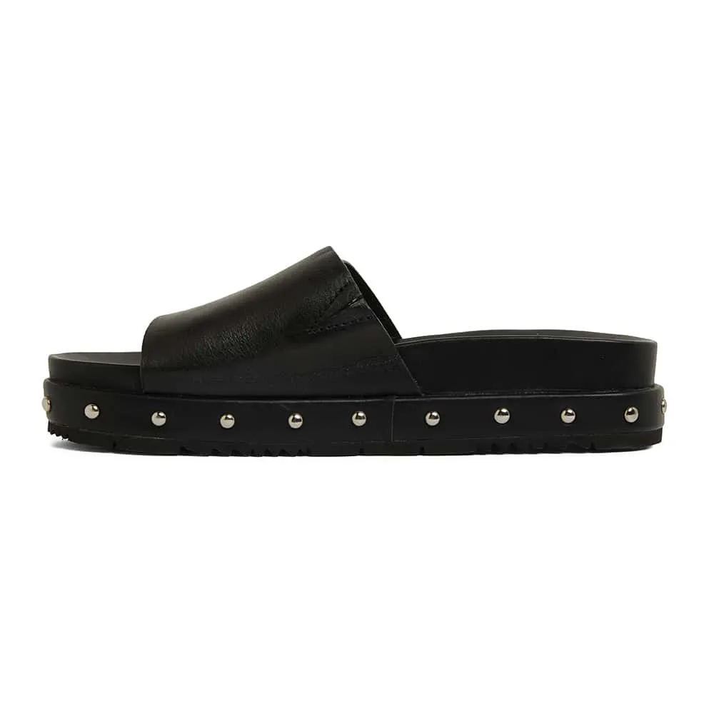 Saddle Slide in Black Leather