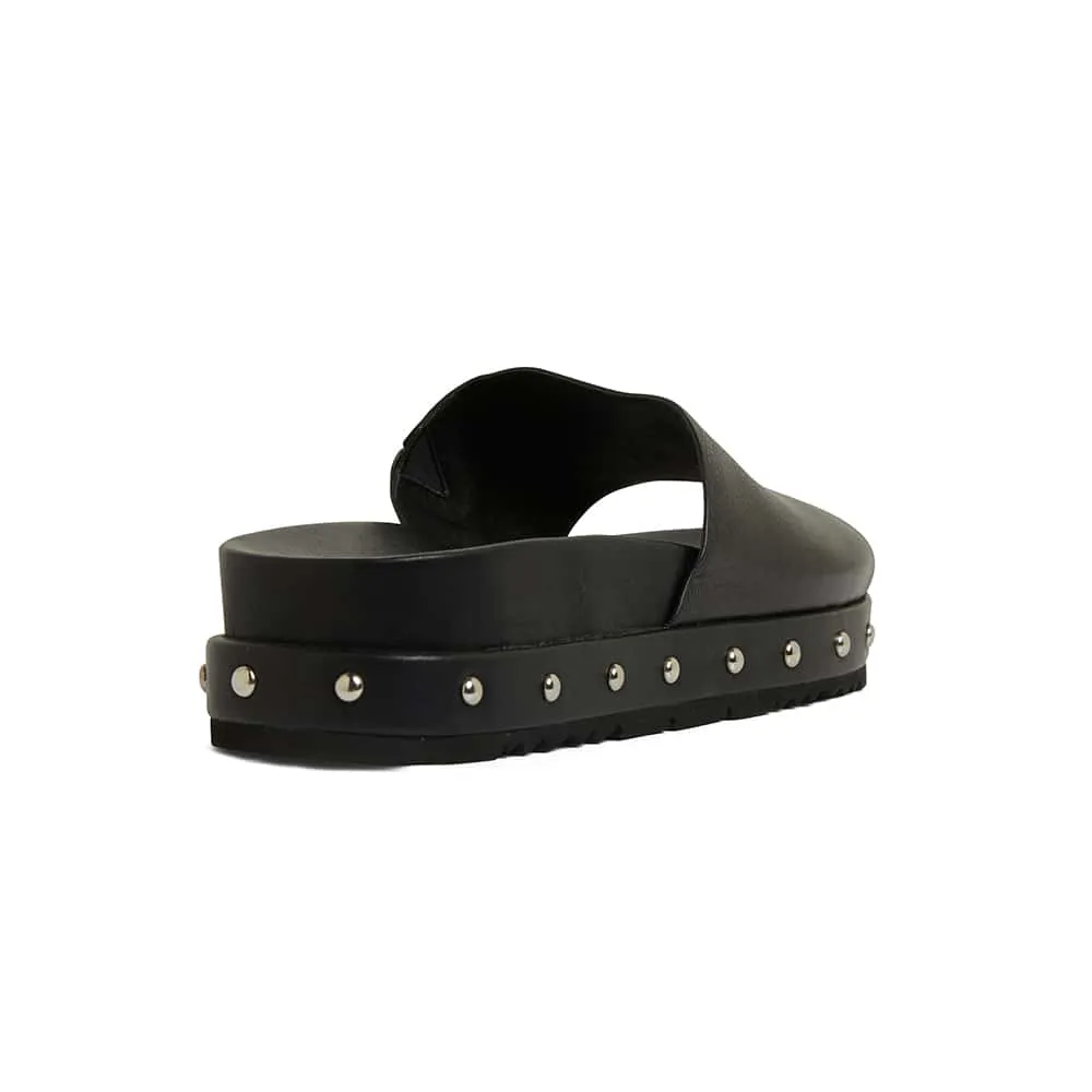 Saddle Slide in Black Leather