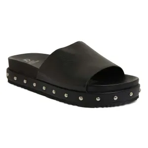 Saddle Slide in Black Leather