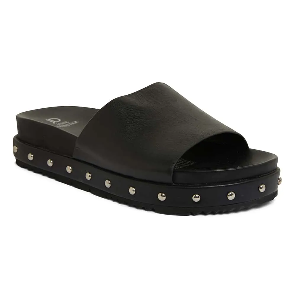 Saddle Slide in Black Leather