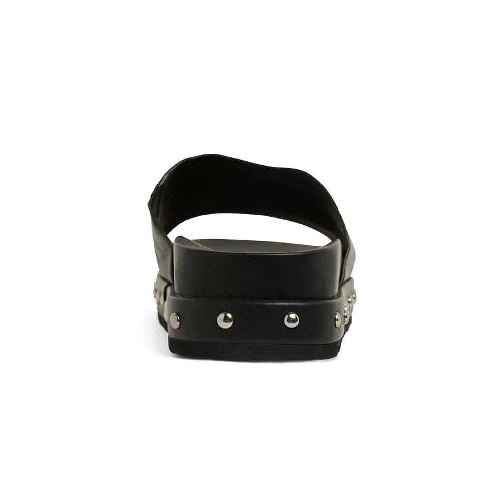 Saddle Slide in Black Leather