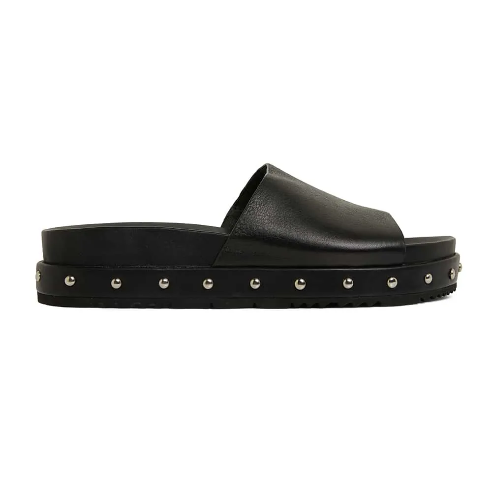 Saddle Slide in Black Leather