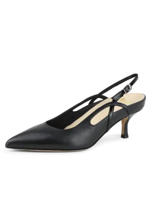 Sadetta Pointed Toe Slingback In Black Leather