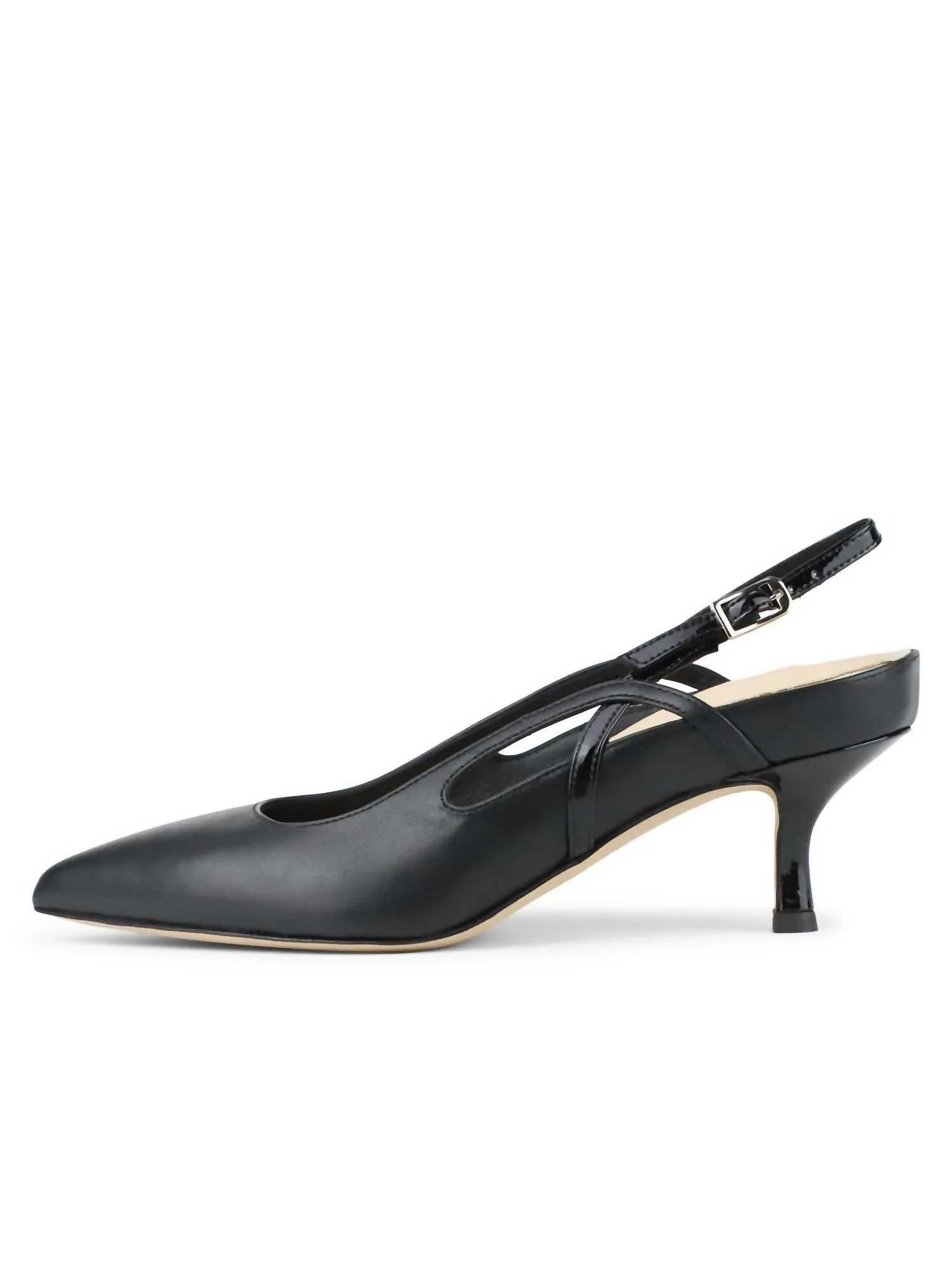 Sadetta Pointed Toe Slingback In Black Leather