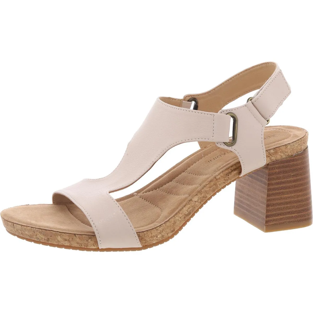 Salud Womens Block Heel Faux Leather T-Strap Sandals