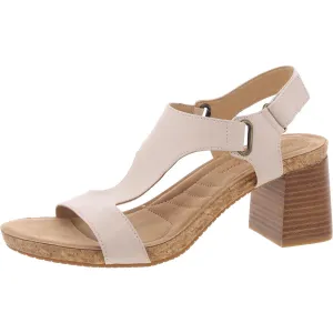 Salud Womens Block Heel Faux Leather T-Strap Sandals