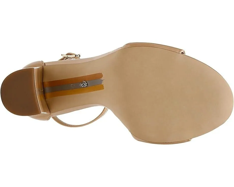 Sam Edelman Robyn Sandals Women's 9 Beige Leather Ankle Strap Block Heel KHD280