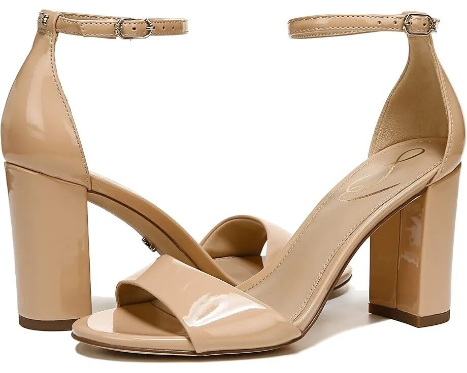 Sam Edelman Robyn Sandals Women's 9 Beige Leather Ankle Strap Block Heel KHD280