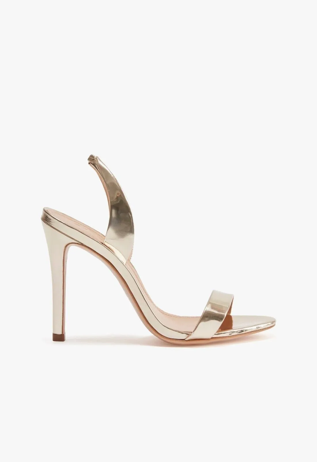 Schutz Luriane Sandals Women's 6.5 Gold Metallic Slingback Stiletto Heels FZP520