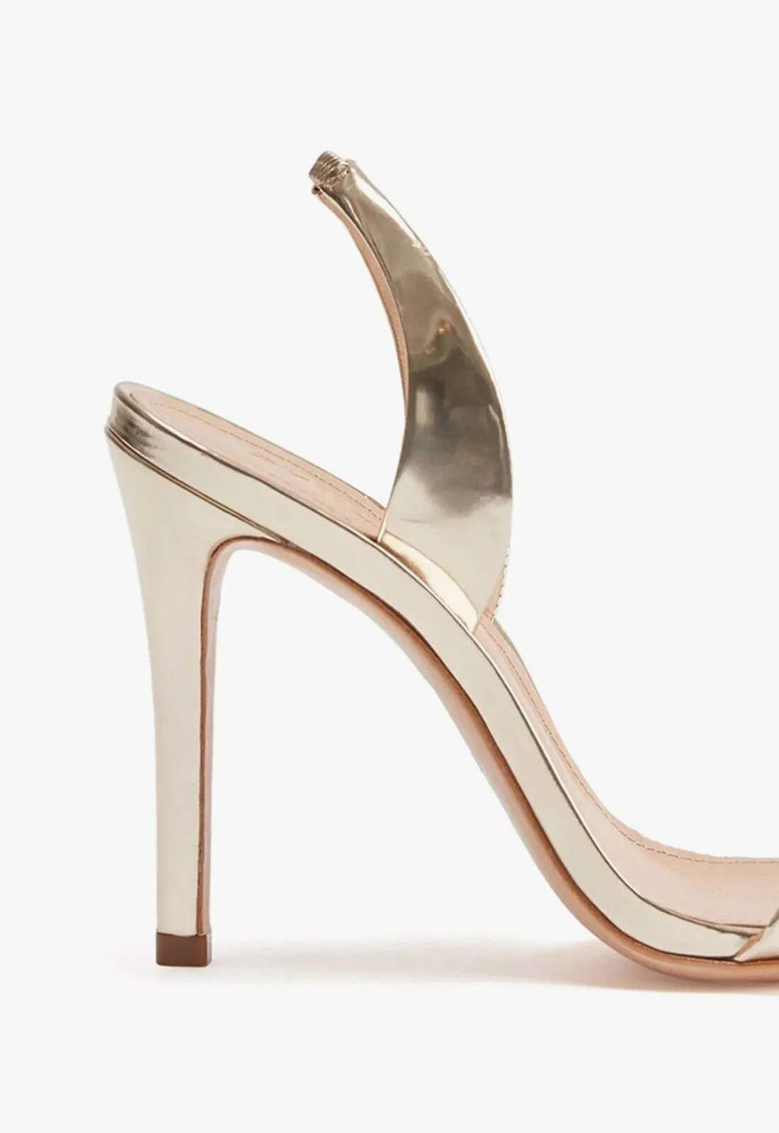 Schutz Luriane Sandals Women's 6.5 Gold Metallic Slingback Stiletto Heels FZP520