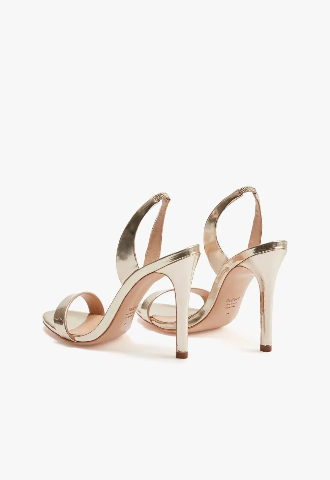 Schutz Luriane Sandals Women's 6.5 Gold Metallic Slingback Stiletto Heels FZP520