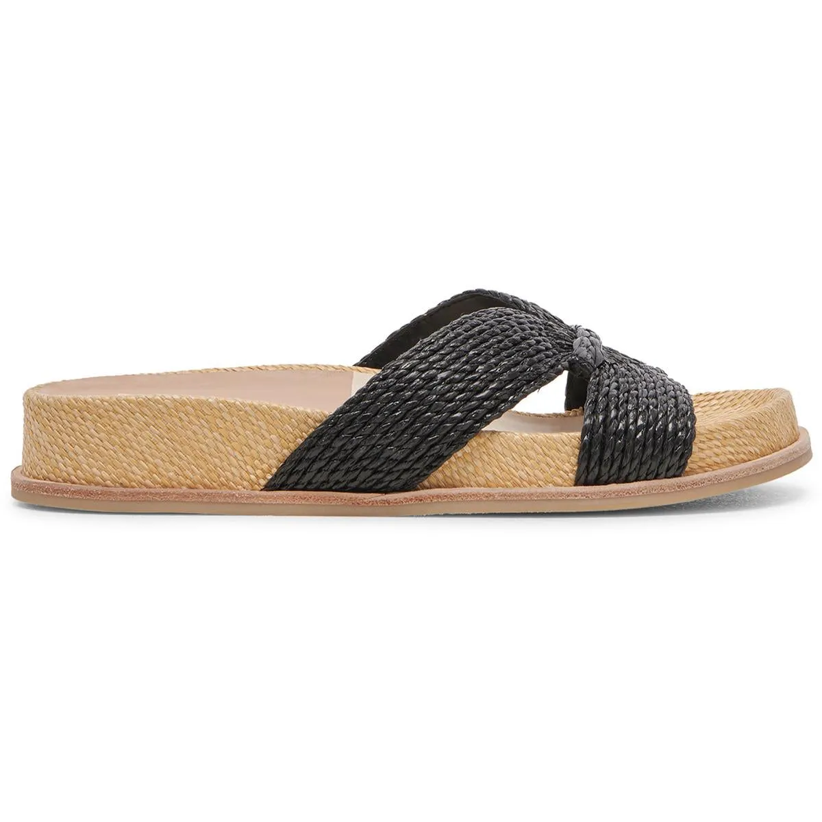 Selda Womens Textured Straw Slide Sandals
