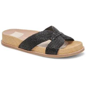 Selda Womens Textured Straw Slide Sandals