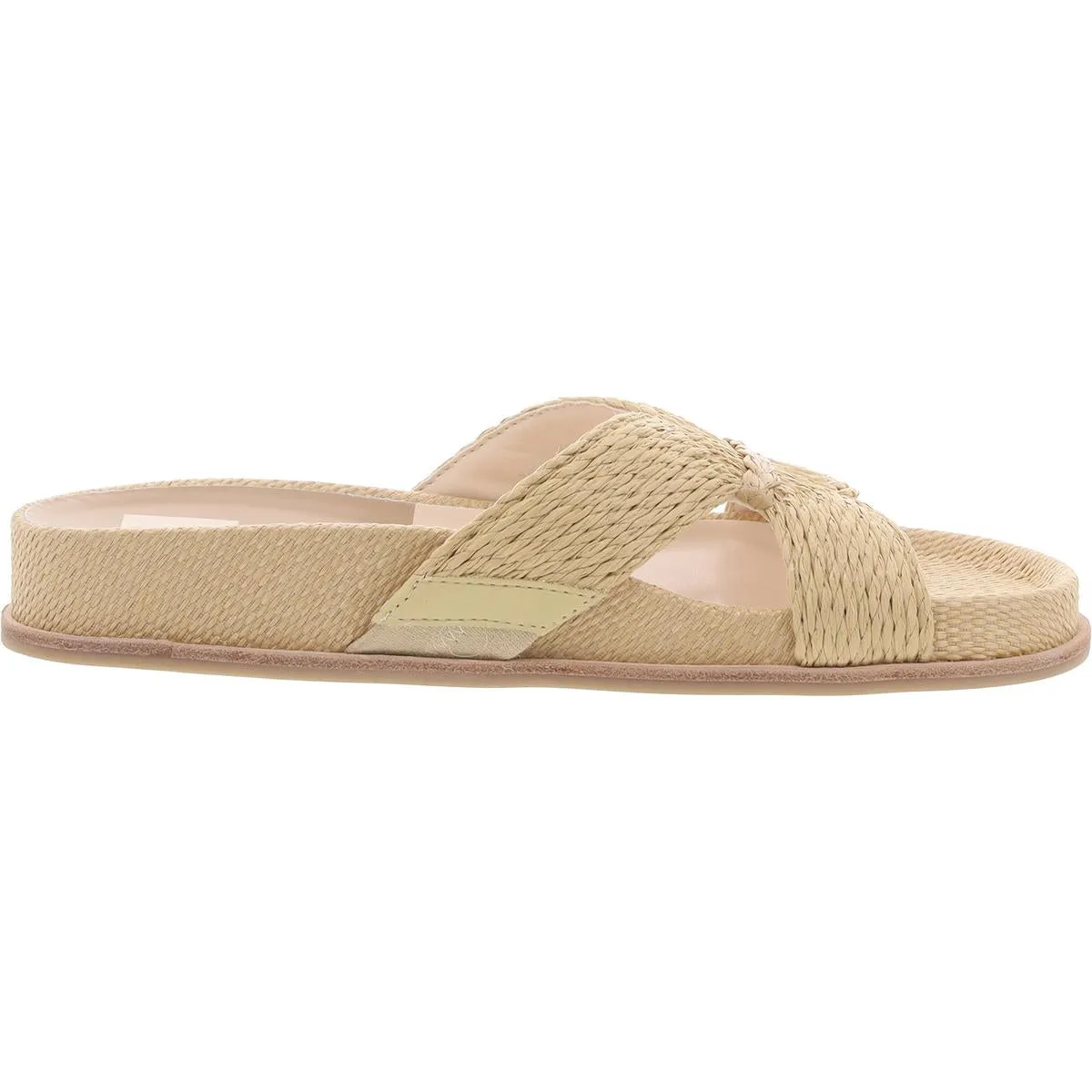 Selda Womens Textured Straw Slide Sandals