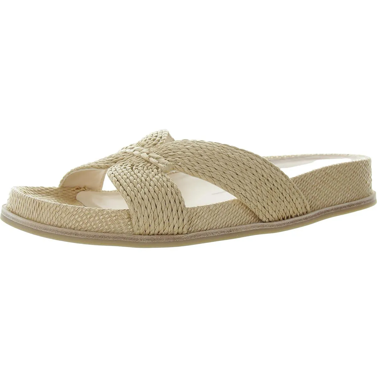 Selda Womens Textured Straw Slide Sandals