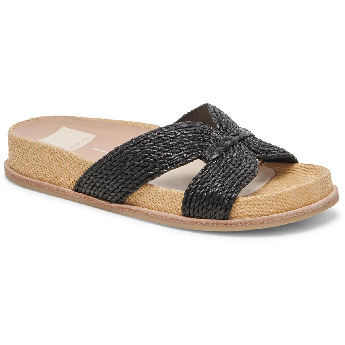 Selda Womens Textured Straw Slide Sandals