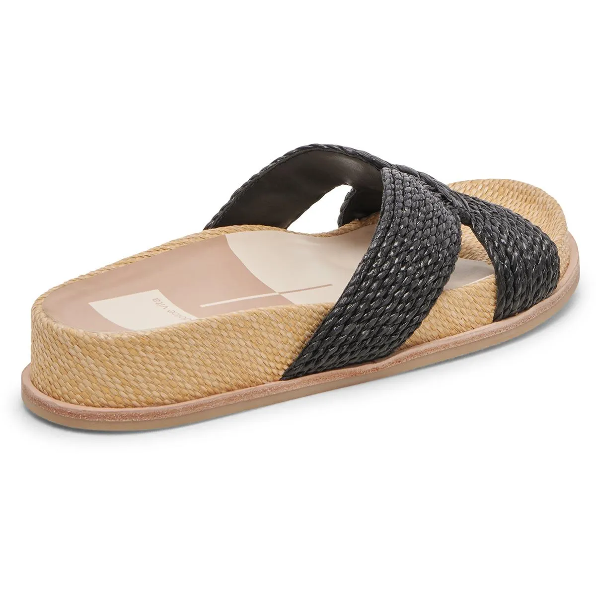 Selda Womens Textured Straw Slide Sandals
