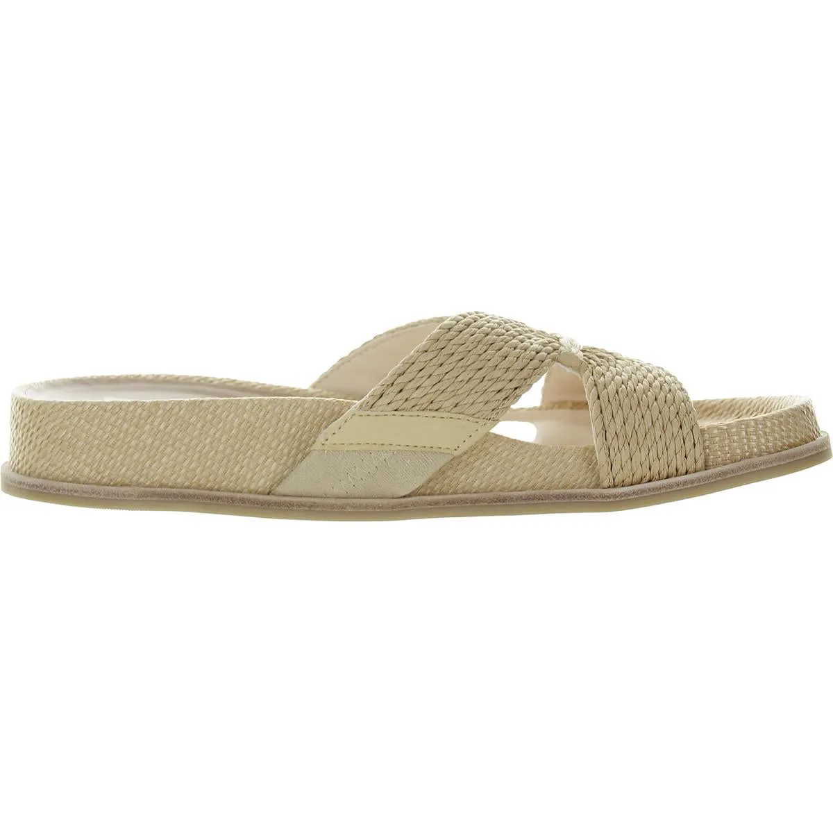 Selda Womens Textured Straw Slide Sandals