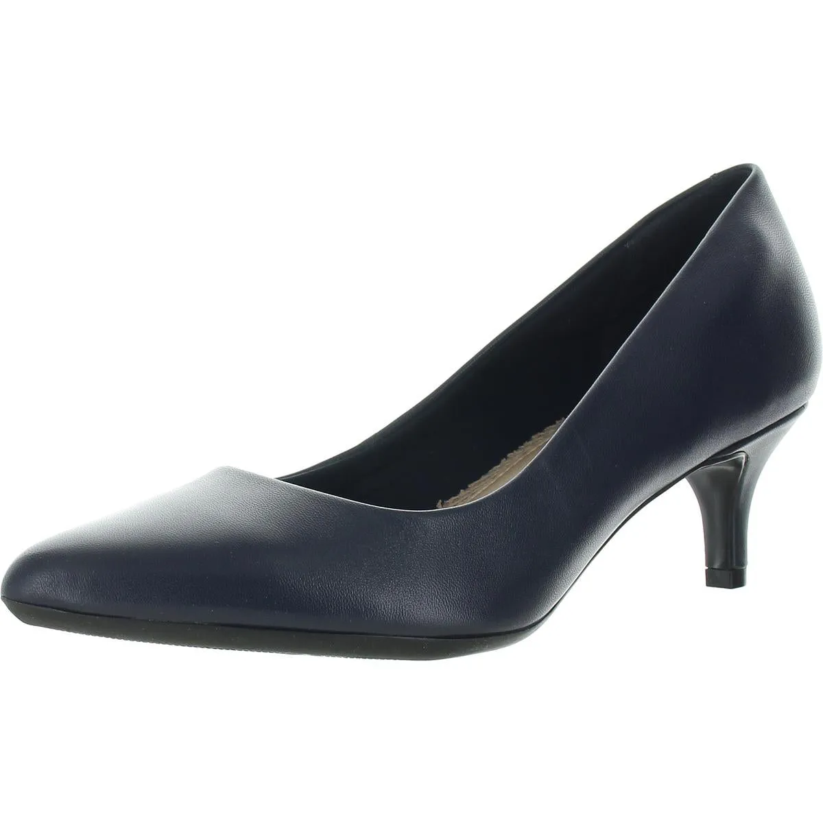 SELEXIE Womens Mesh Inset Leather Kitten Heels